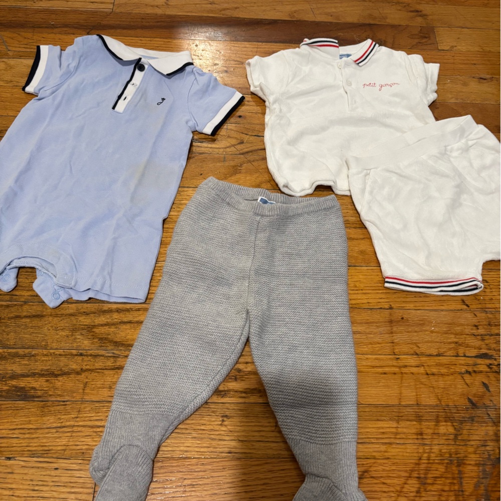 Jacadi Light Blue, White, and Gray Kids Matching Set